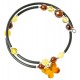 Accordeon bracelet 2 rounds in multicolored amber
