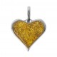 Bijoux pendentif coeur en Argent massif et ambre jaune