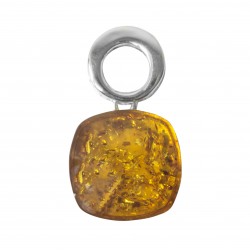 Squircle pendentif en Argent et ambre naturel couleur miel