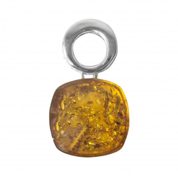 Squircle pendentif en Argent et ambre naturel couleur miel