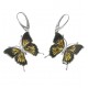 Boucle d'oreille papillon zèbre en Ambre et argent Massif