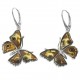 Long Silver Earring and Amber trio multi-color