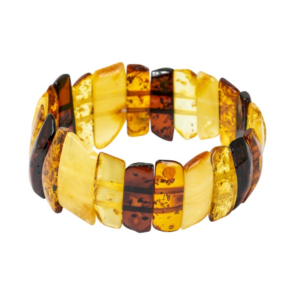 Bracelet en ambre multicouleur - ambre brut et poli