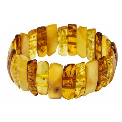 Bracelet en ambre naturel bi-colore cognac et royal