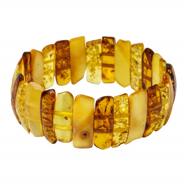 Bracelet en ambre naturel bi-colore cognac et royal