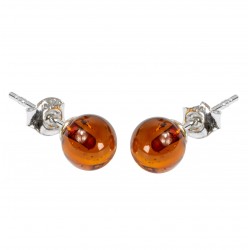Amber cognac ball shape earring