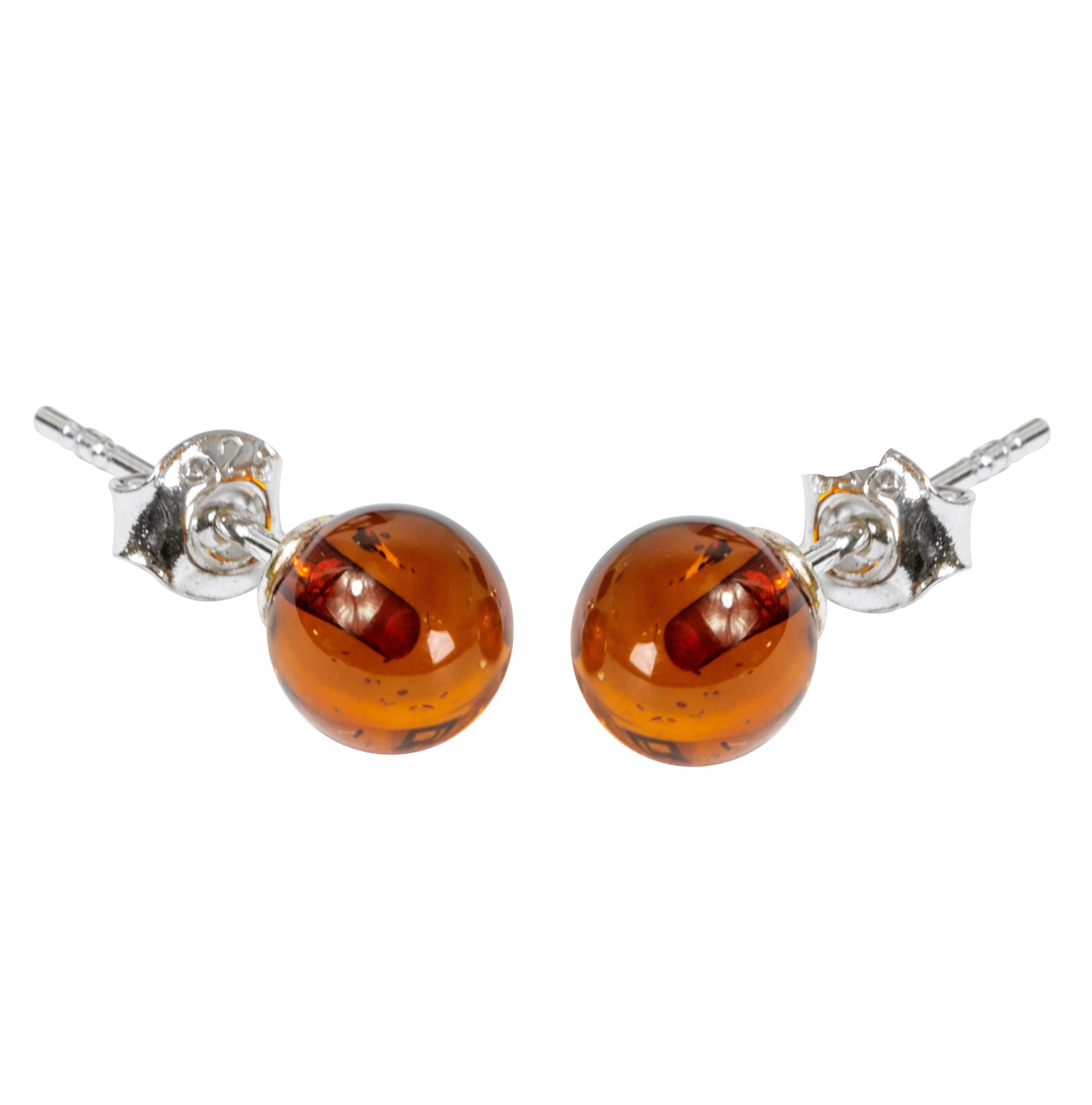 NATURAL BALTIC AMBER STERLING SILVER 925 Earrings Stud Jewellery Certified & Box 