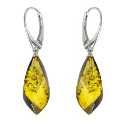Boucle d'oreille Ambre jaune et Argent 925/1000