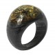 Bague bois précieux et ambre vert