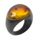 Bague bois précieux & ambre couleur miel