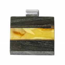 Precious wood pendant and royal amber on sterling silver