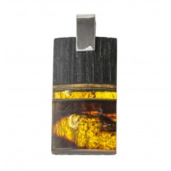 Large precious wood pendant with honey and royal amber