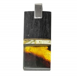Large precious wood pendant with honey and royal amber