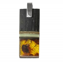 Large precious wood pendant with honey and royal amber