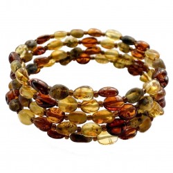 Bracelet Ambre multicolore poli et brut 4 tours 