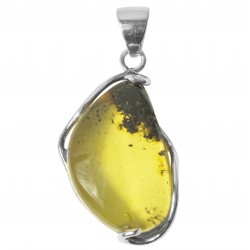 Pendentif en Argent et Ambre naturel taillé dans la masse