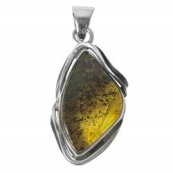 Pendentif d'ambre jaune en Argent