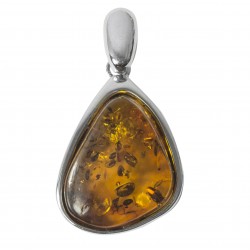 Pendentif d'ambre cognac en Argent Massif