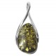Pendentif Ambre Vert surmonté d'une boucle d'argent 925/1000