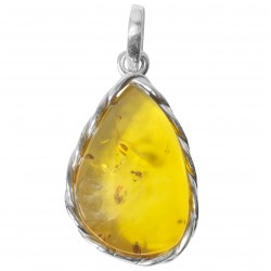 Pendentif Ambre Jaune & Argent 925/1000