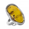 Grosse Bague Ambre jaune et Argent