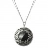 Pendentif en Argent Rond design étoile sur fond noir