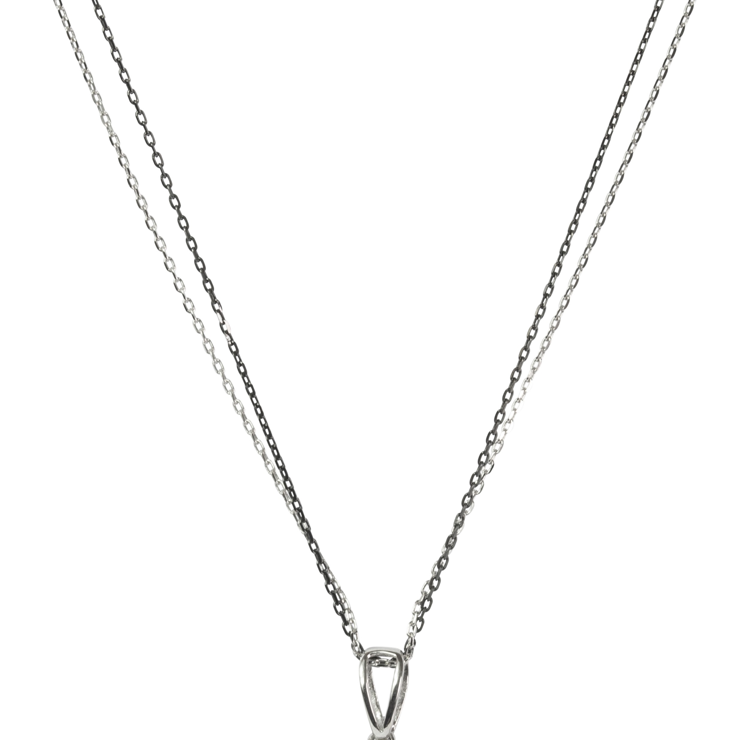 Collier Cable Argent 925 & Pendentif Ambre - Argent Sterling - Occasion / Vintage