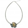Collier en Argent Massif avec fleur plaqué Or et Argent