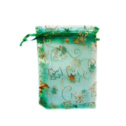 Sachet organza vert décoration noël