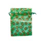 Sachet organza vert décoration fleur