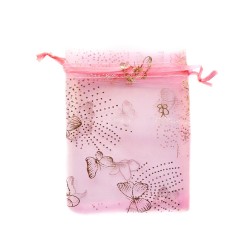 Sachet organza rose décoration papillon