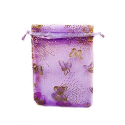 Purple organza bag with butterfly decoration