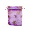 Sachet organza violet décoration papillon