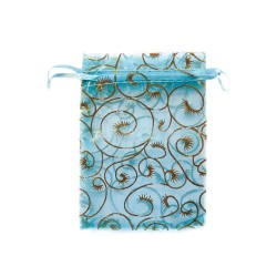 Sachet organza bleu décoration plante