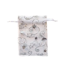 Sachet organza blanc décoration noël