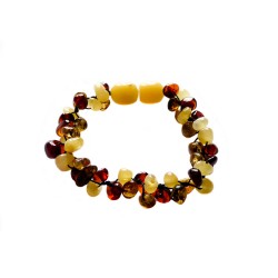 Bracelet ambre bébé multicolore 3 lignes