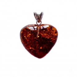 Gros coeur en ambre cognac