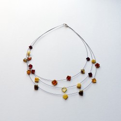 Collier d'ambre multicolore en forme de carré