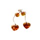 Boucle d'oreille Ambre forme coeur