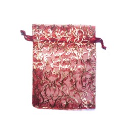 Sachet organza rouge foncé décoration plante