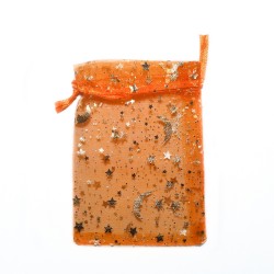 Sachet organza orange décoration ciel étoilé