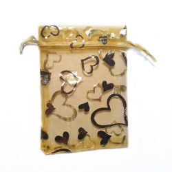 Sachet organza or décoration coeur