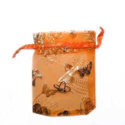 Sachet organza orange décoration papillon