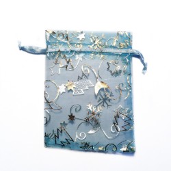 Sachet organza bleu ciel décoration noël