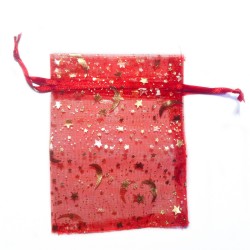 Sachet organza rouge décoration ciel étoilé