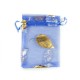 Sachet organza bleu décoration feuille d'arbre