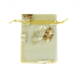Sachet organza or décoration feuille d'arbre