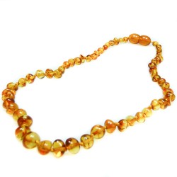 Collier d'ambre bébé couleur miel, perle ronde