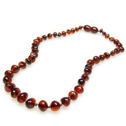 Collier d'ambre pour bébé couleur cognac foncé