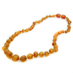 Amber necklace for baby, raw cognac